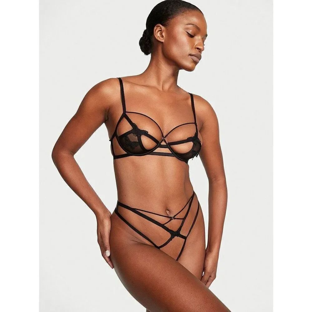 Victoria's Secret Very Sexy Butterfly Embroidery Open Cup Demi Bra